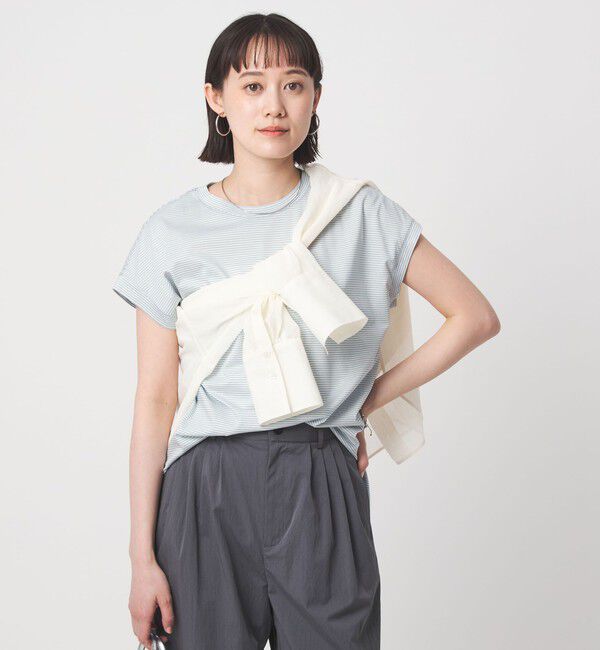 UNITED ARROWS green label relaxing「グロッシー フレンチスリーブ Tシャツ 制菌」|Tシャツ・カットソー|