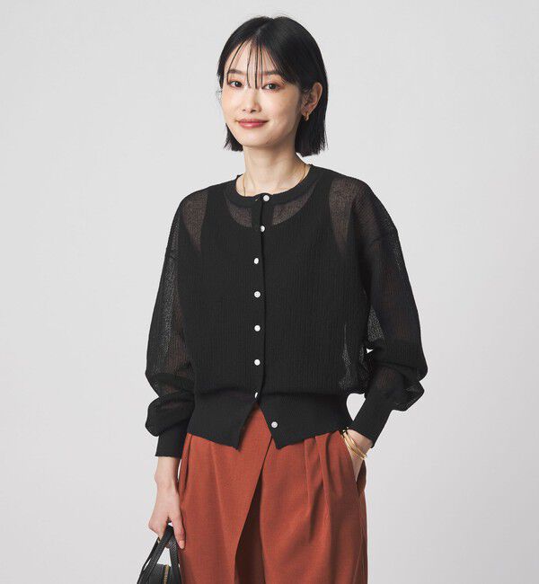 UNITED ARROWS green label relaxing「シアー フォルム カーディガン ウォッシャブル」|カーディガン|BLACK