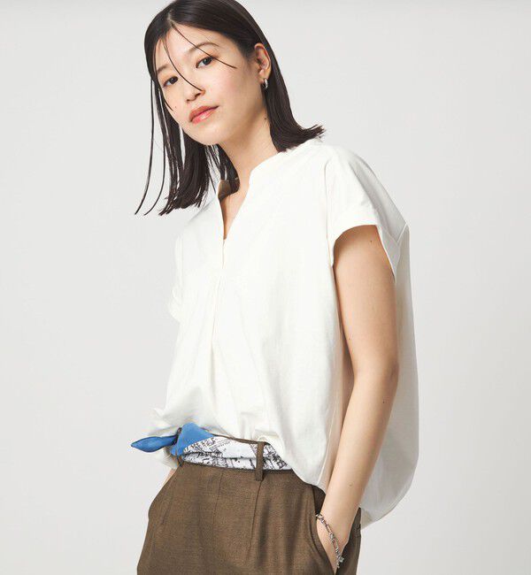 UNITED ARROWS green label relaxing「【WEB限定】＜at ease＞スキッパー カットソー 接触冷感 UVカット 遮熱」|Tシャツ・カットソー|