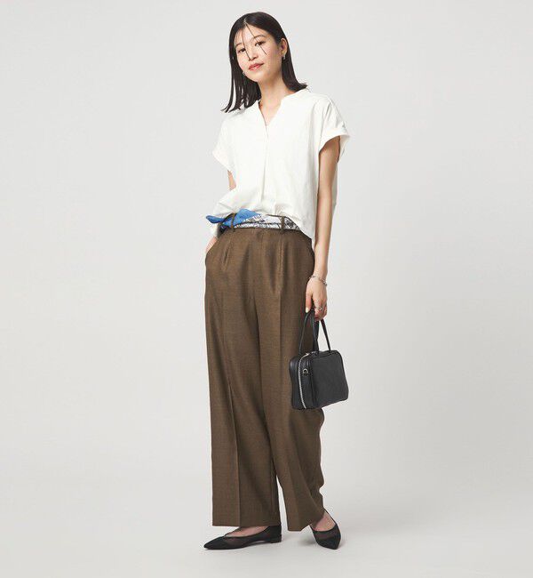 UNITED ARROWS green label relaxing「【WEB限定】＜at ease＞スキッパー カットソー 接触冷感 UVカット 遮熱」|Tシャツ・カットソー|