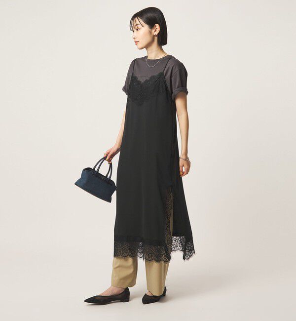 UNITED ARROWS green label relaxing「レース Vネック キャミソール ワンピース」|ワンピース|BLACK