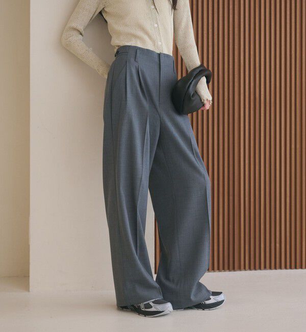BEAUTY&YOUTH UNITED ARROWS「ポリエステルブレンド ２タック タブワイドパンツ」|その他|MD.GRAY