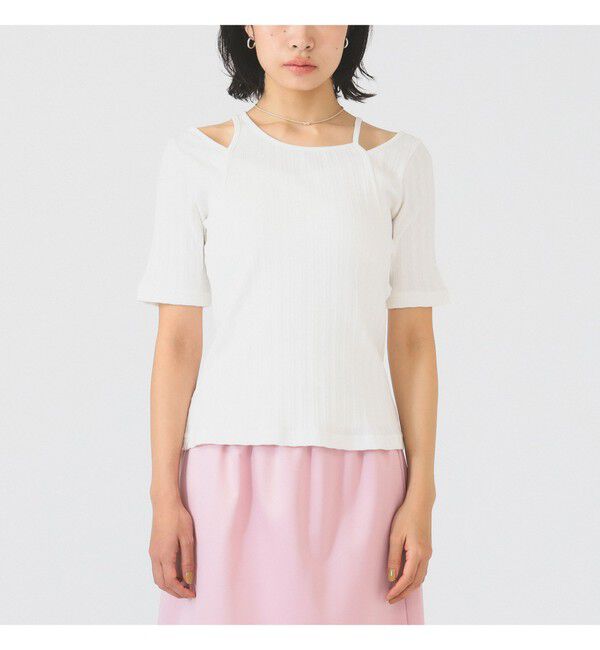 Ray BEAMS 「RIB キリカエ アシメネック Tシャツ」|Tシャツ・カットソー|