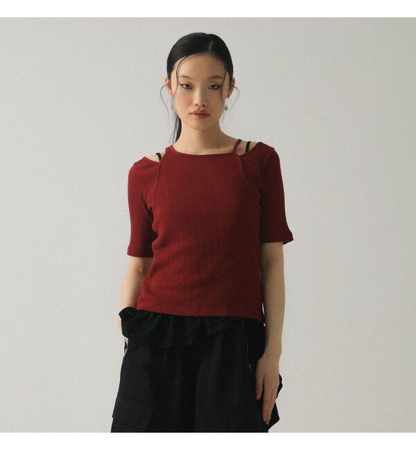 Ray BEAMS 「RIB キリカエ アシメネック Tシャツ」|Tシャツ・カットソー|BORDEAUX