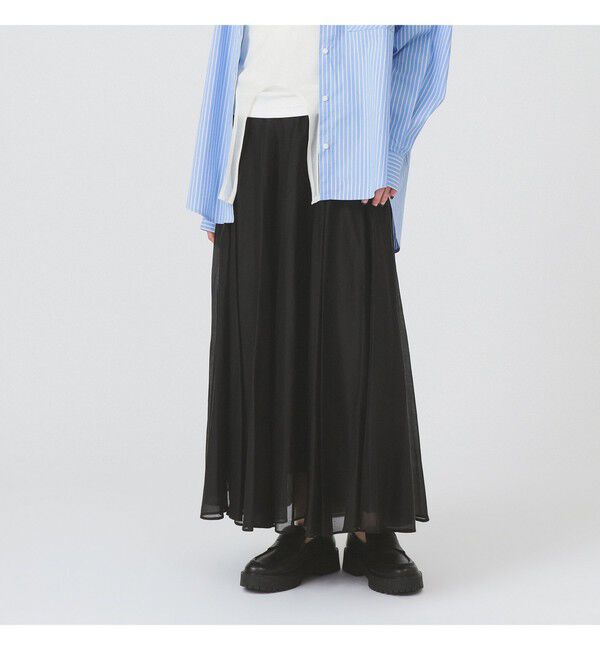 Ray BEAMS 「シアー エアリー フレア スカート」|スカート|BLACK