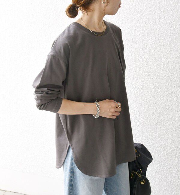 SHIPS any「SHIPS any:〈吸水速乾〉ラウンドヘム ロングスリーブ ワイド TEE」|Tシャツ・カットソー|ブラウン