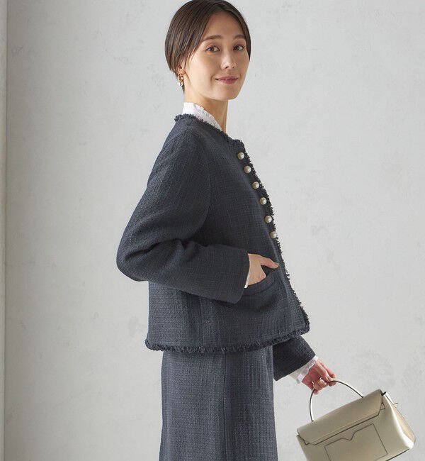 SHIPS for women「〈セレモニー対応可〉スラブ ツイード ノーカラー ジャケット（セットアップ対応）」|ノーカラージャケット|