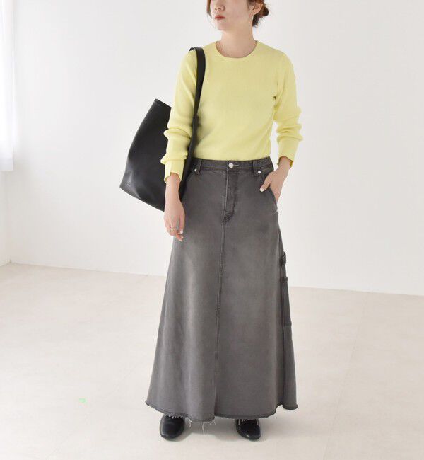 quaranciel「quaranciel:〈手洗い可能〉コットン リブ クルーネック ニット」|ニット・セーター|