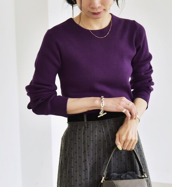 quaranciel「quaranciel:〈手洗い可能〉コットン リブ クルーネック ニット」|ニット・セーター|