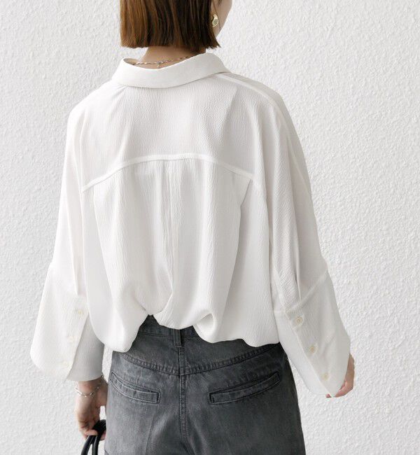 SHIPS any「SHIPS any:〈手洗い可能〉ラフ サテン ビック シルエット シャツ」|シャツ・ブラウス|