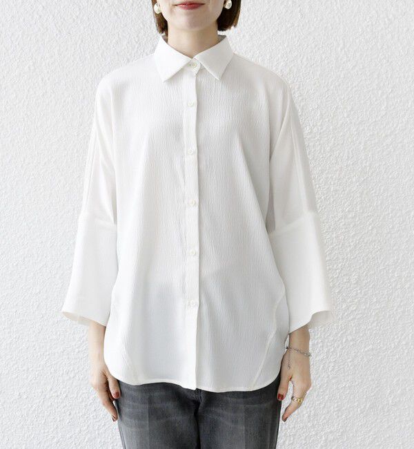 SHIPS any「SHIPS any:〈手洗い可能〉ラフ サテン ビック シルエット シャツ」|シャツ・ブラウス|