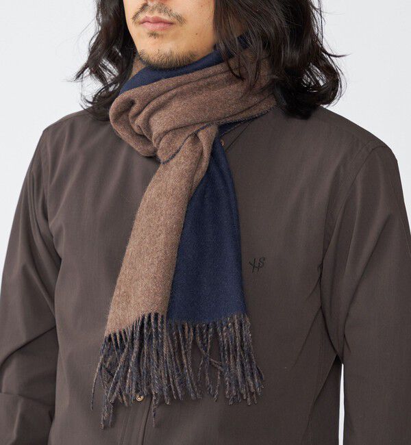 SHIPS「SHIPS: ソリッド カシミヤ ダブルフェイス マフラー」|ストール|ブラウン