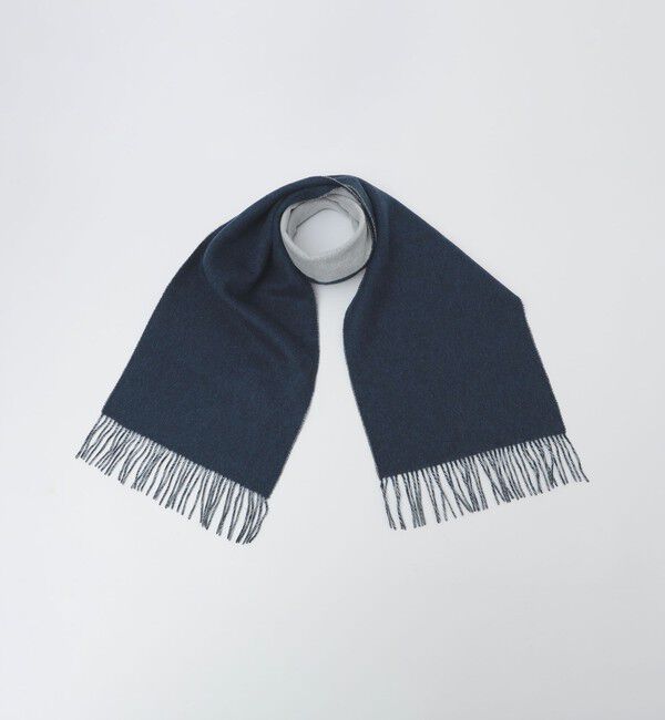 SHIPS「SHIPS: ソリッド カシミヤ ダブルフェイス マフラー」|ストール|ネイビー