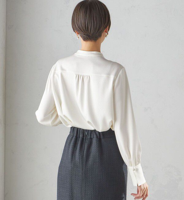 SHIPS for women「〈手洗い可能〉ハンマー サテン ピンタック ブラウス」|シャツ・ブラウス|