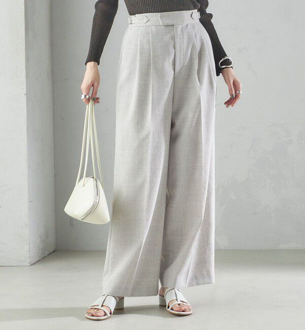 SHIPS for women「〈手洗い可能〉Asami 麻調合繊 2タック ワイドパンツ」|その他|
