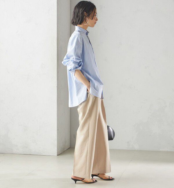 SHIPS for women「〈手洗い可能〉Asami 麻調合繊 2タック ワイドパンツ」|その他|