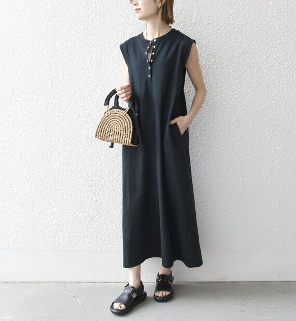 SHIPS any「SHIPS any:〈洗濯機可能〉USAコットン ヘンリーネック Aライン ワンピース」|ワンピース|