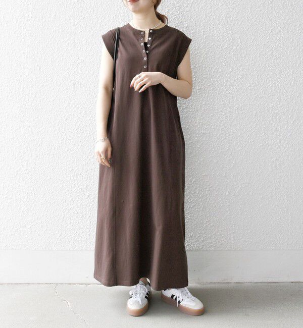 SHIPS any「SHIPS any:〈洗濯機可能〉USAコットン ヘンリーネック Aライン ワンピース」|ワンピース|