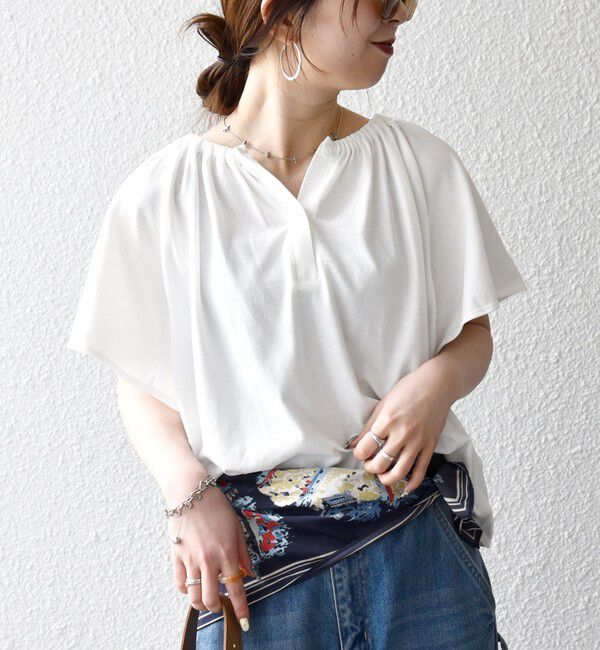 SHIPS any「SHIPS any:〈UVカット/接触冷感/吸水速乾/洗濯機可能〉USAコットン フレア TEE」|Tシャツ・カットソー|