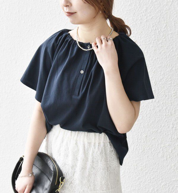 SHIPS any「SHIPS any:〈UVカット/接触冷感/吸水速乾/洗濯機可能〉USAコットン フレア TEE」|Tシャツ・カットソー|