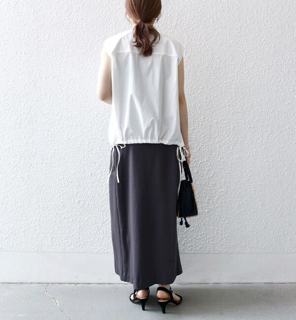 SHIPS any「SHIPS any:〈洗濯機可能〉ポプリン フレンチスリーブ ポケット ドロスト シャツ」|シャツ・ブラウス|