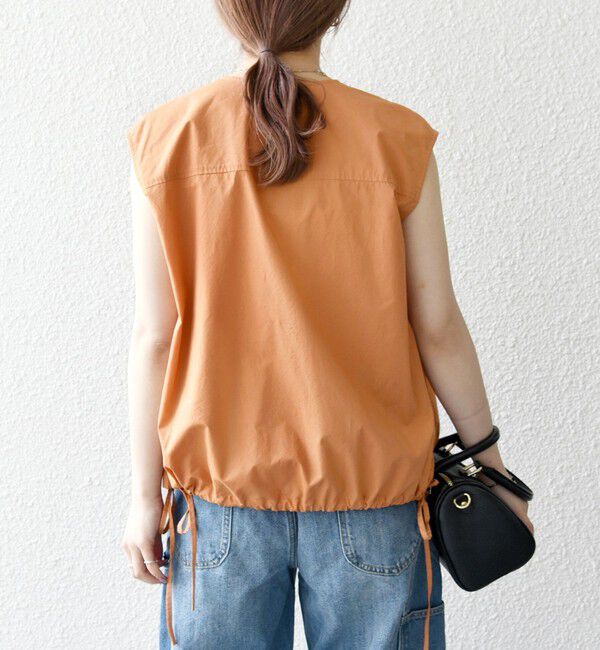 SHIPS any「SHIPS any:〈洗濯機可能〉ポプリン フレンチスリーブ ポケット ドロスト シャツ」|シャツ・ブラウス|