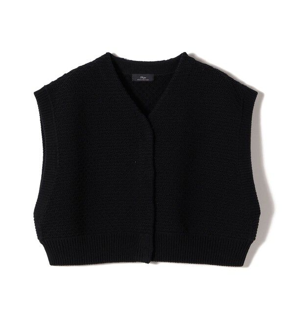 SHIPS for women「SHIPS Primary Navy Label:〈手洗い可能〉クロップド ニット ベスト」|ベスト・ジレ|ネイビー