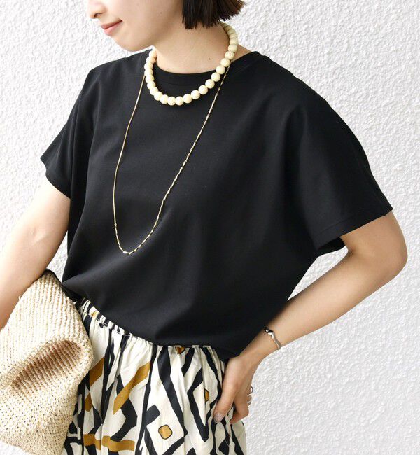 SHIPS for women「〈接触冷感〉ポンチ ドルマン TEE」|Tシャツ・カットソー|ブラック