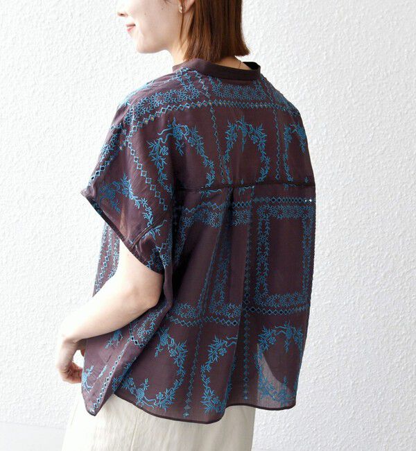 SHIPS any「《一部追加予約》SHIPS any:〈手洗い可能〉エンブロイダリー レース シアー フレンチスリーブ シャツ」|シャツ・ブラウス|