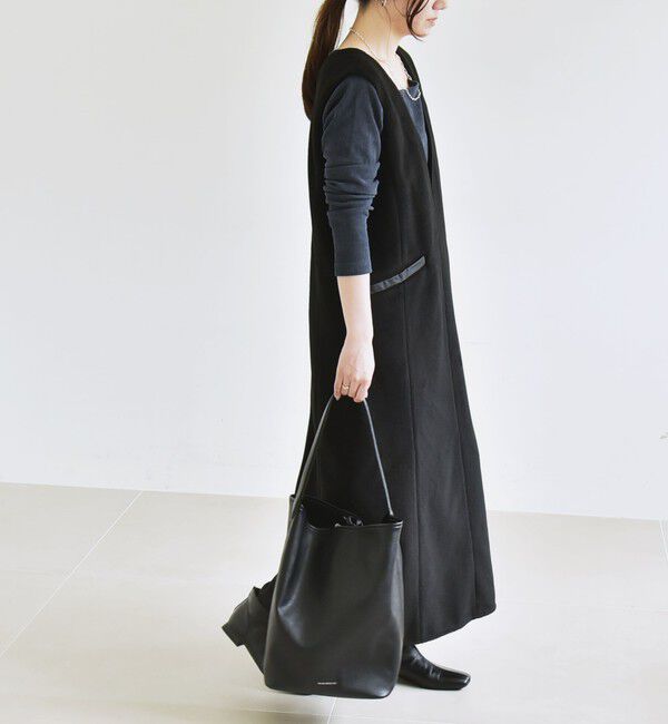 quaranciel「quaranciel: ジャージー メルトン Vネック ジャンパー スカート」|ジャンパースカート|