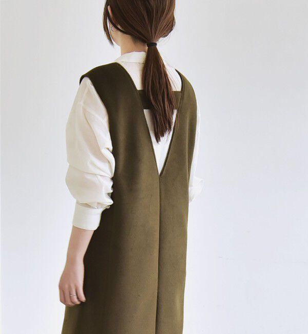 quaranciel「quaranciel: ジャージー メルトン Vネック ジャンパー スカート」|ジャンパースカート|