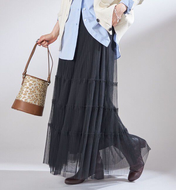 SHIPS for women「〈手洗い可能〉チュール プリーツ ティアード スカート」|スカート|