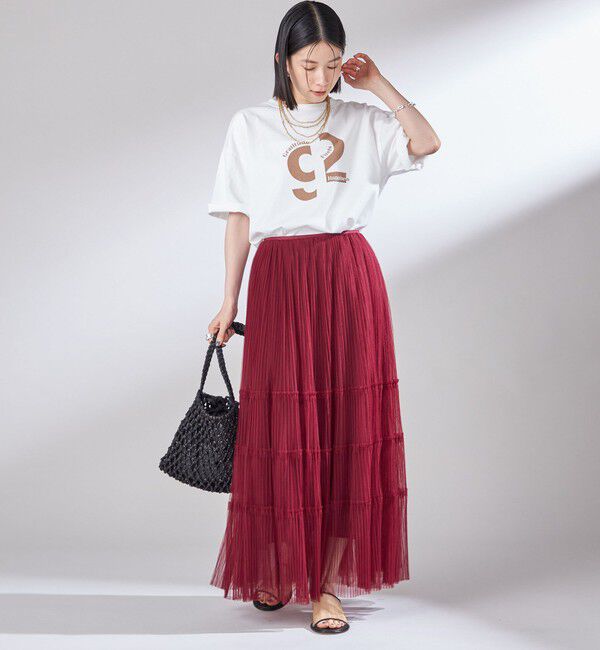 SHIPS for women「〈手洗い可能〉チュール プリーツ ティアード スカート」|スカート|