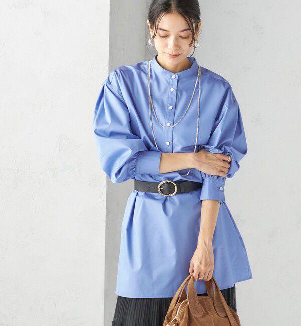 SHIPS for women「〈手洗い可能〉ソリッド バックタック チュニック シャツ」|チュニック|スカイブルー