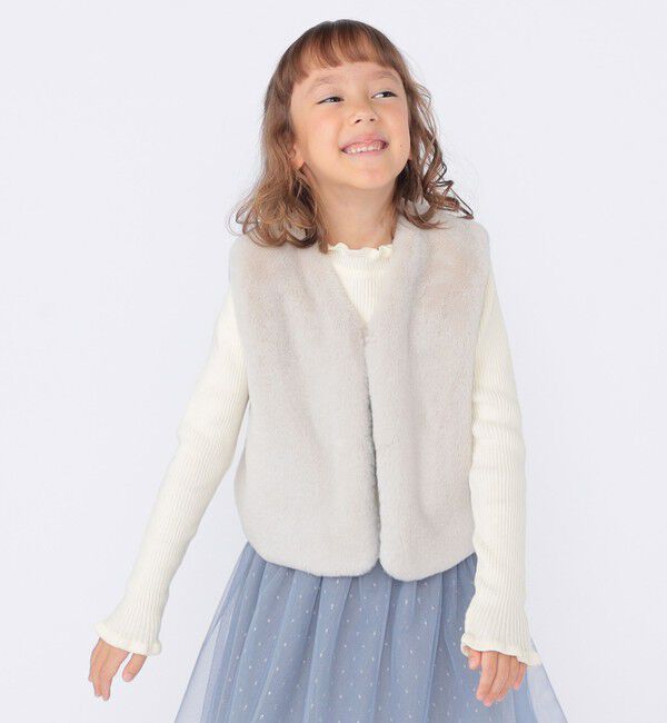 SHIPS KIDS「SHIPS KIDS:100～140cm / フェイクファー リバティ ベスト」|ダウンベスト・ベスト|