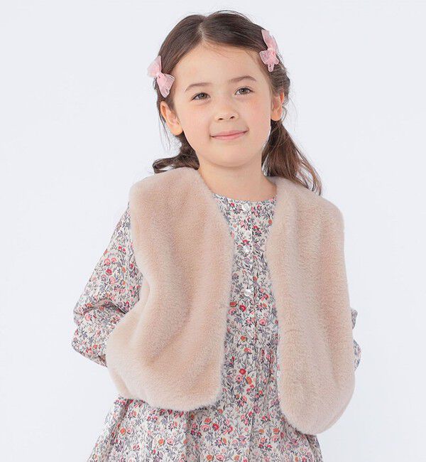 SHIPS KIDS「SHIPS KIDS:100～140cm / フェイクファー リバティ ベスト」|ダウンベスト・ベスト|ベージュ系