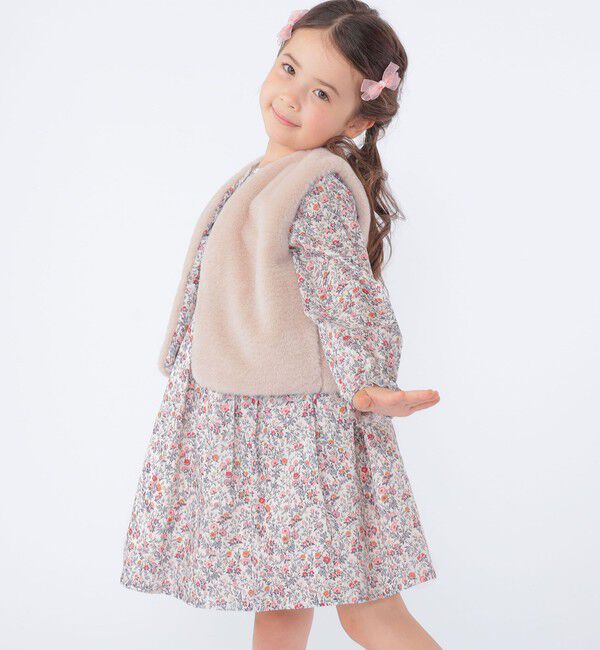 SHIPS KIDS「SHIPS KIDS:100～140cm / フェイクファー リバティ ベスト」|ダウンベスト・ベスト|