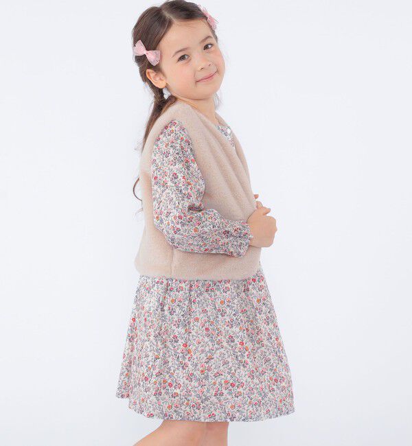 SHIPS KIDS「SHIPS KIDS:100～140cm / フェイクファー リバティ ベスト」|ダウンベスト・ベスト|