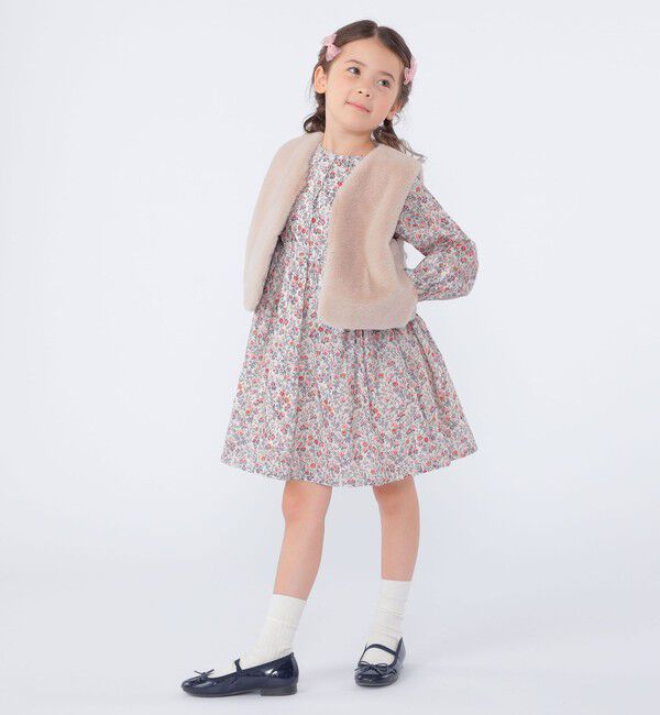 SHIPS KIDS「SHIPS KIDS:100～140cm / フェイクファー リバティ ベスト」|ダウンベスト・ベスト|