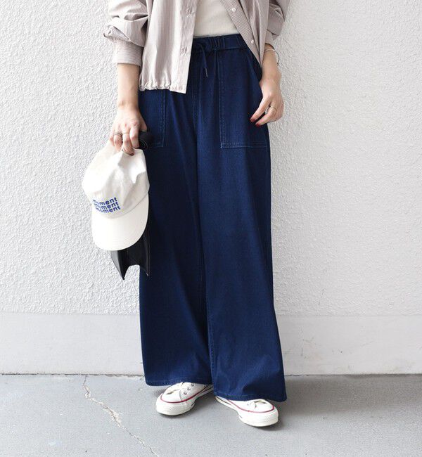 SHIPS Colors 「《一部追加予約》SHIPS Colors:〈洗濯機可能〉カットデニム ドロスト パンツ◆」|デニム|ネイビー