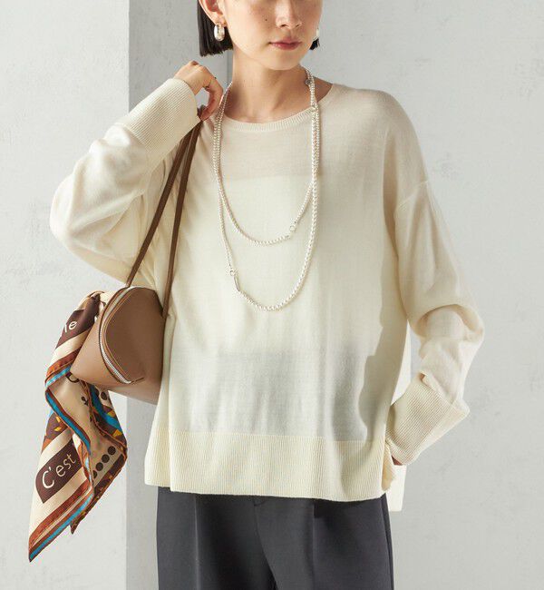 SHIPS for women「〈手洗い可能〉14G ウォッシャブル クルーネック ニット プルオーバー」|ニット・セーター|オフホワイト