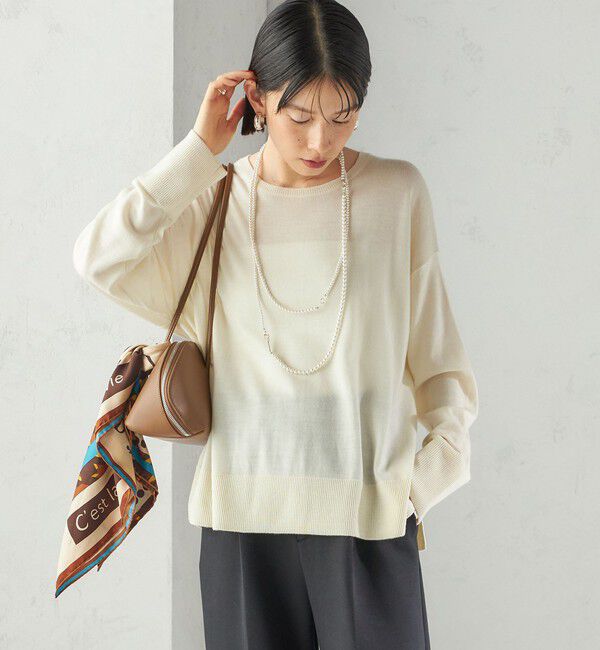 SHIPS for women「〈手洗い可能〉14G ウォッシャブル クルーネック ニット プルオーバー」|ニット・セーター|