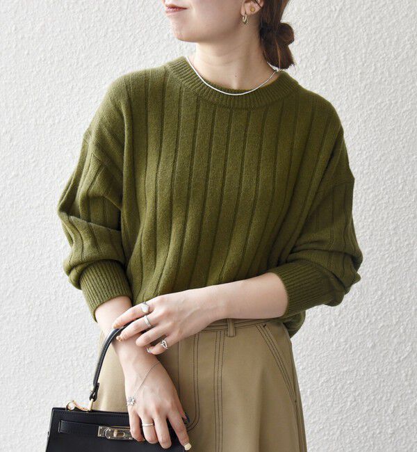 SHIPS any「SHIPS any:〈手洗い可能〉ヤク ワイドリブ ラウンドヘム ニット プルオーバー」|ニット・セーター|