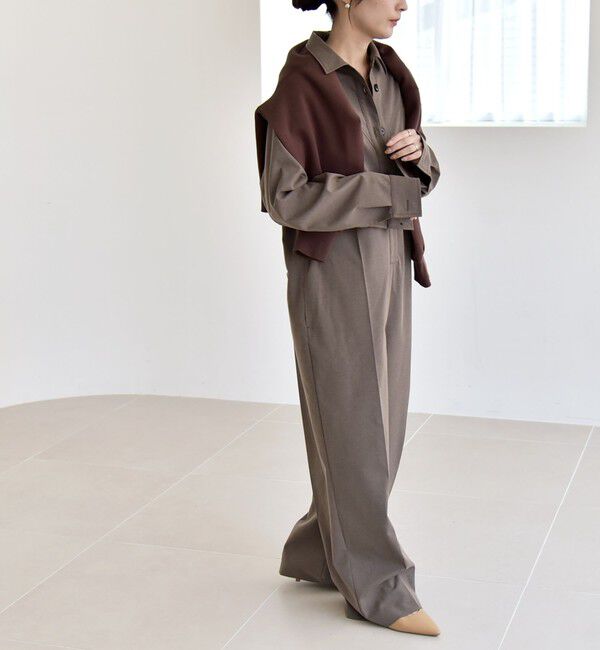 quaranciel「quaranciel:〈洗濯機可能〉レギュラーカラー ジャンプスーツ」|オールインワン|