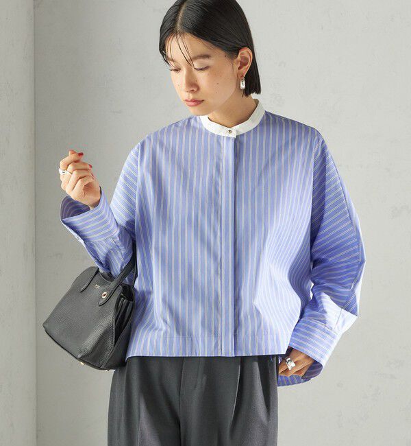 SHIPS for women「〈手洗い可能〉コットン ポリエステル ストライプ ドルマン 長袖 シャツ」|シャツ・ブラウス|