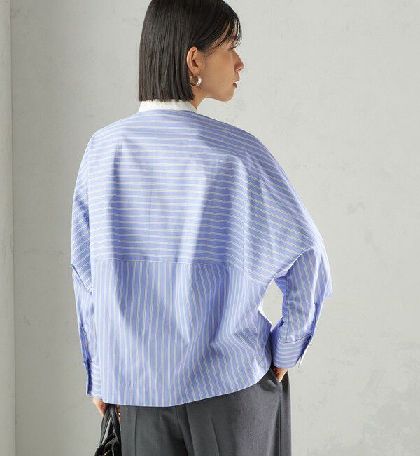 SHIPS for women「〈手洗い可能〉コットン ポリエステル ストライプ ドルマン 長袖 シャツ」|シャツ・ブラウス|