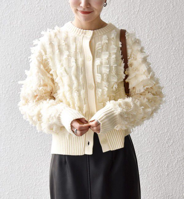 SHIPS any「SHIPS any:〈手洗い可能〉フリンジ デザイン ドルマン ニット カーディガン」|カーディガン|