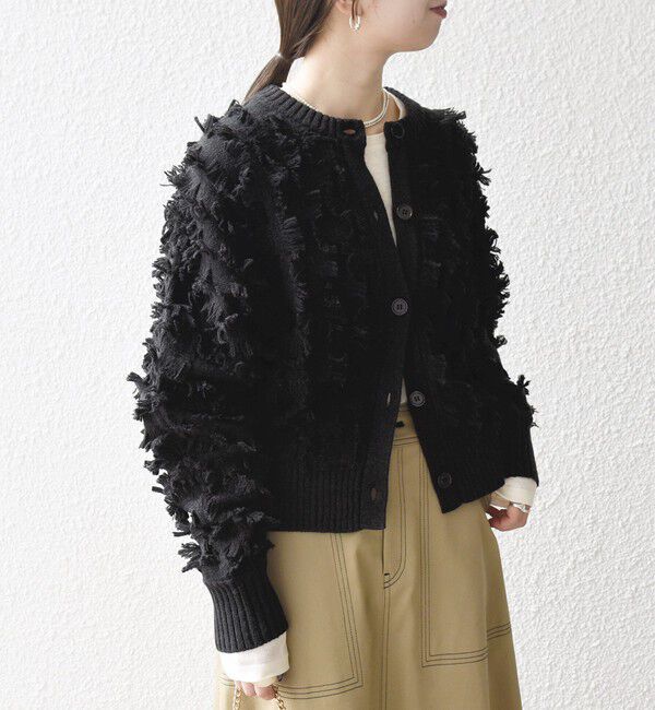 SHIPS any「SHIPS any:〈手洗い可能〉フリンジ デザイン ドルマン ニット カーディガン」|カーディガン|