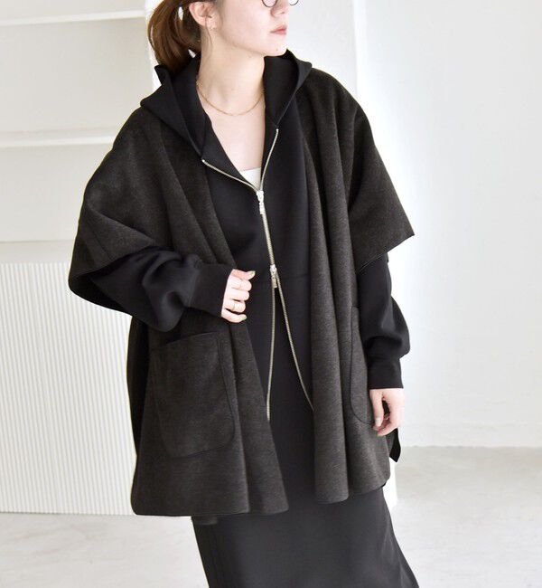 quaranciel「quaranciel: ダブル パイル ニット ショート ポンチョ コート」|その他|