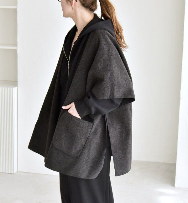 quaranciel「quaranciel: ダブル パイル ニット ショート ポンチョ コート」|その他|